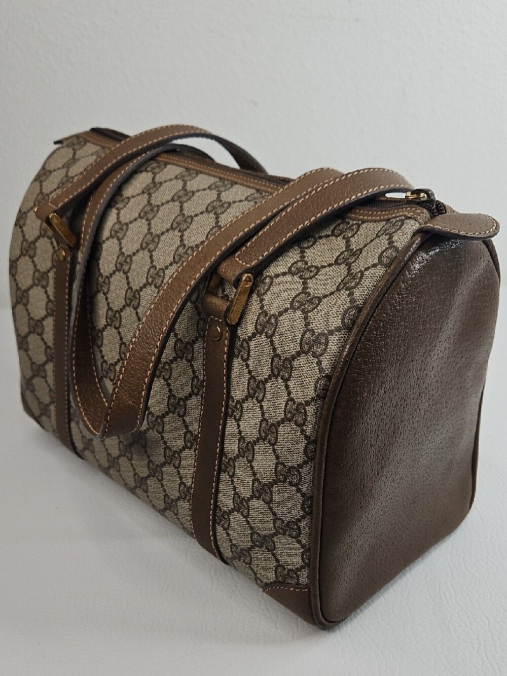 Authentic Gucci Monogram Supreme Classic Satchel Vintage Boston Handbag Purse - Picture 4 of 17